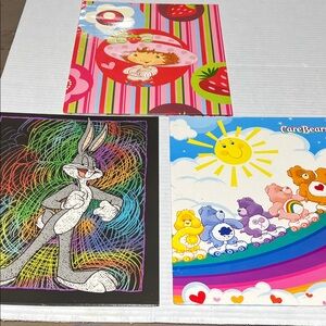 📁 Vintage 1990s Folder Lot – Care Bears & Looney Tunes, strawberry shortcake